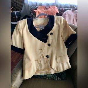 Preston & York Cream Blazer with Navy Accents
